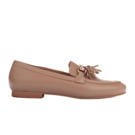 Marco Shoes Mocasines de piel con flecos beige