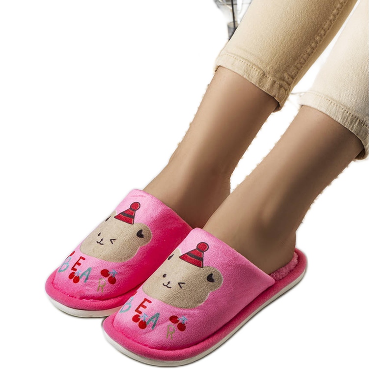 Pantuflas Bear rosa oscuro rosado