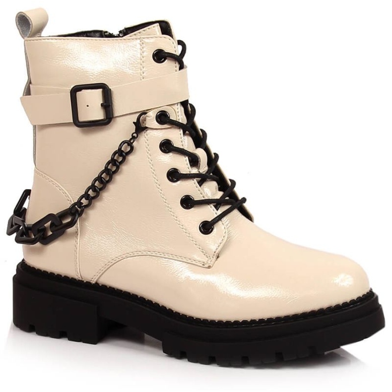 Botas lacadas con cadena insuladas Laura La.Fi W PMR28 beige
