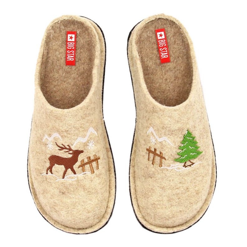 Zapatillas de estar por casa de fieltro de lana Big Star INT1803A beige