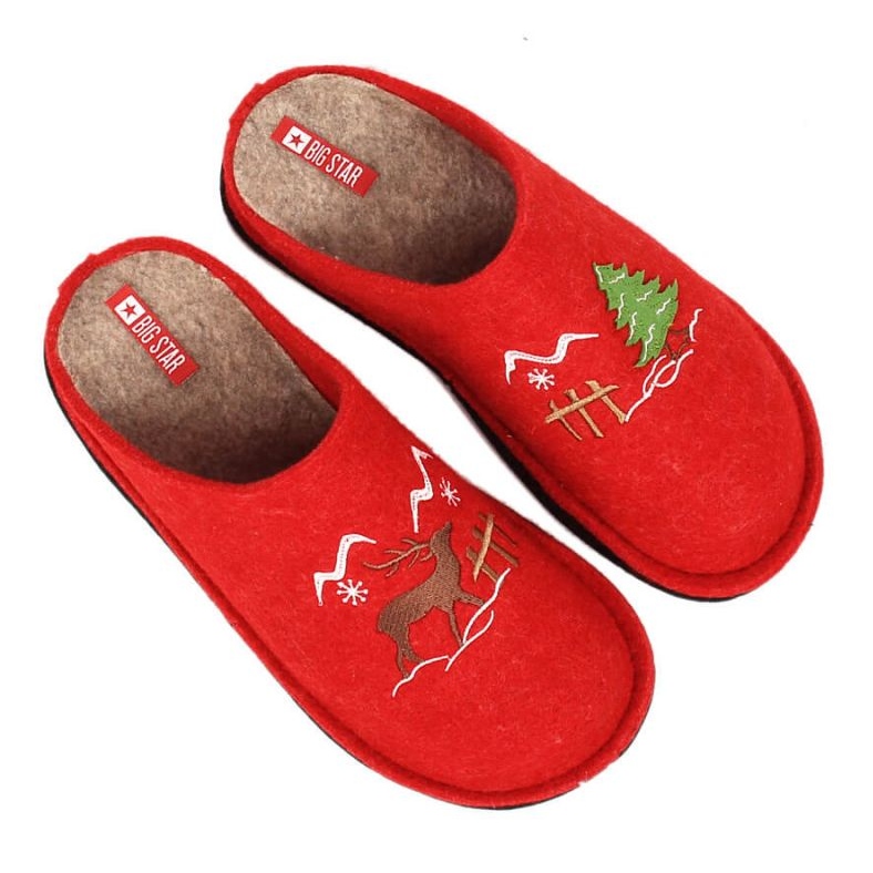 Zapatillas de estar por casa de fieltro de lana Big Star W INT1803B rojo