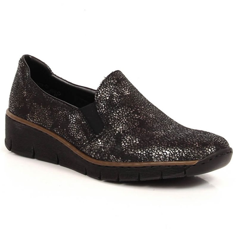 Zapatos cómodos sin cordones con bandas elásticas Rieker W RKR166B negro