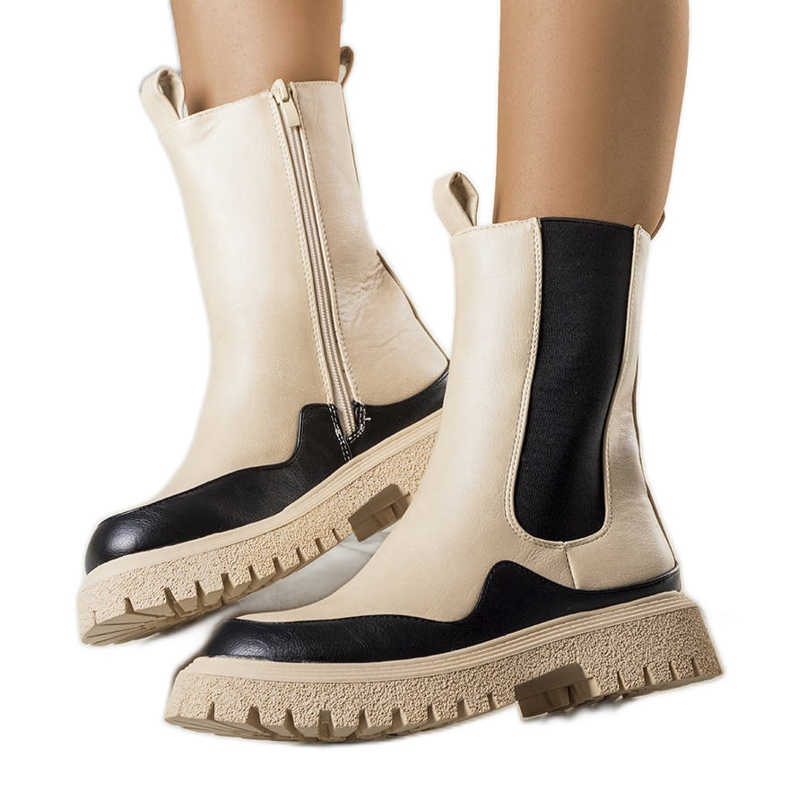 PA1 Botas beige y negras de Valeris negro