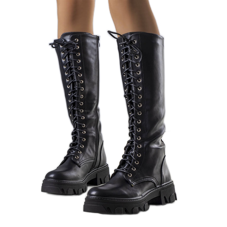 PA1 Botas cálidas negras con ribete de Poris negro