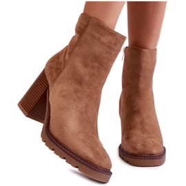 PA1 Botas De Mujer De Ante Con Tacón Y Cremallera Camel Odette beige