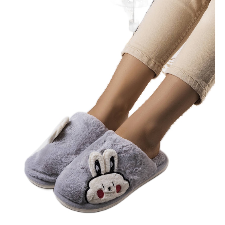 Pantuflas Half Bunny gris suave