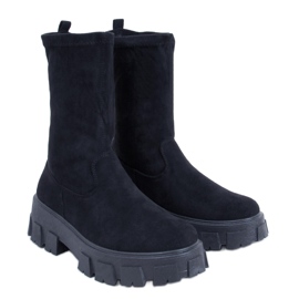 BM Botas planas de ante negro Phyllis