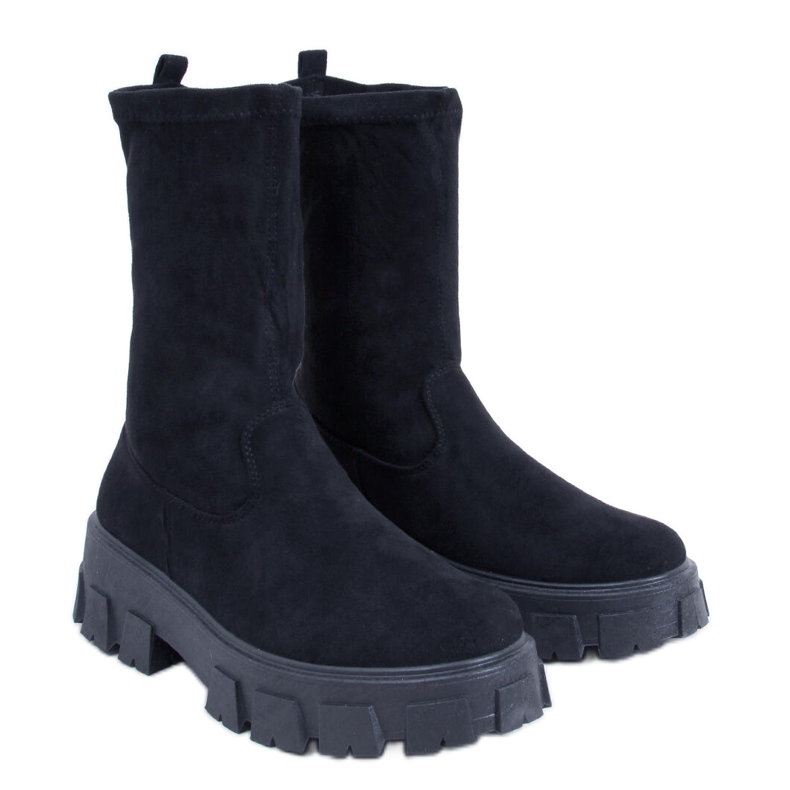 BM Botas planas de ante negro Phyllis