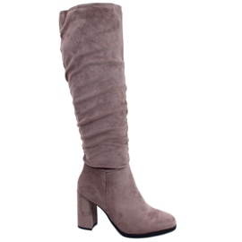 BM Botines clásicos de tacón de Vilma Caqui gris