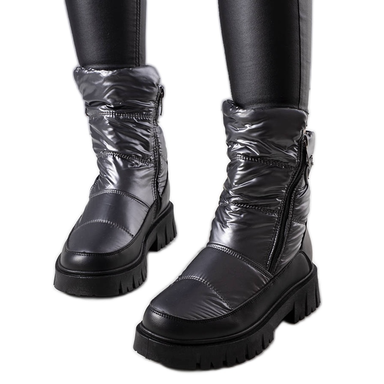 PA1 Botas de nieve de mujer Koltso plateadas negro plata