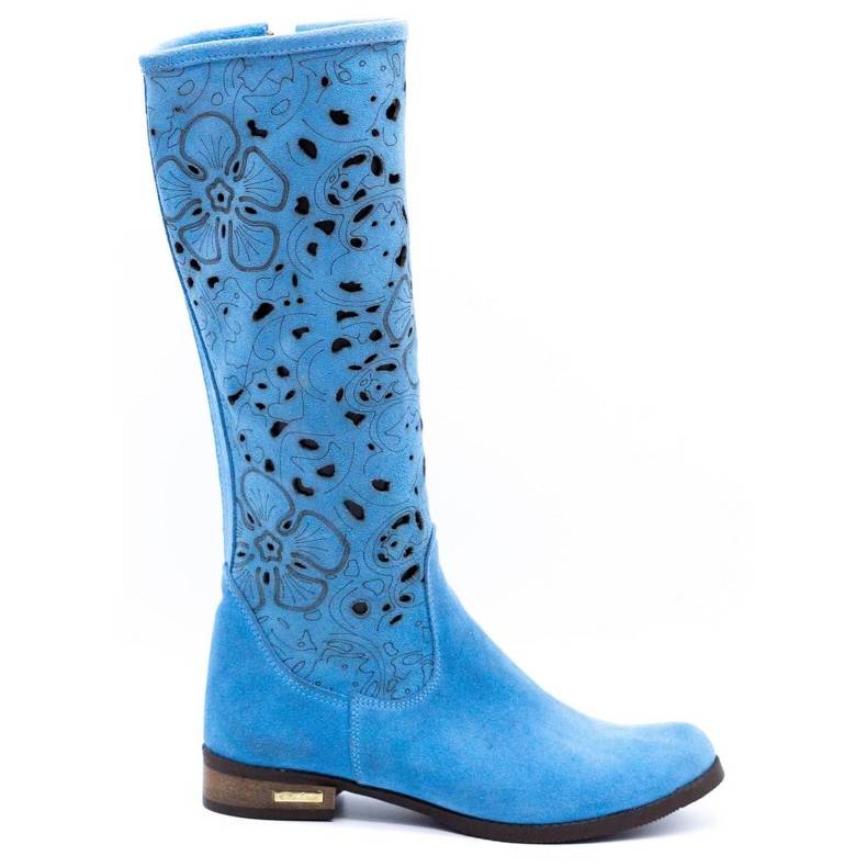 Olivier Botas de mujer caladas Flores azules