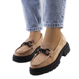 Mocasines beige con suela tractor de Ermens