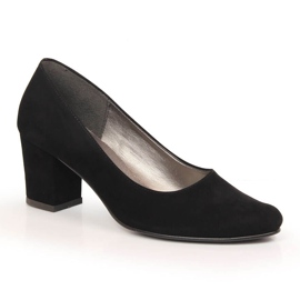 Zapatos de salón de mujer en ante negro con poste Azali 1470