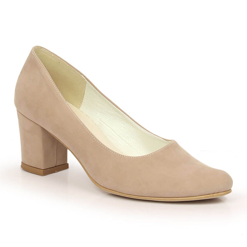 Zapatos de salón de mujer en ante beige en el puesto Azali 1470