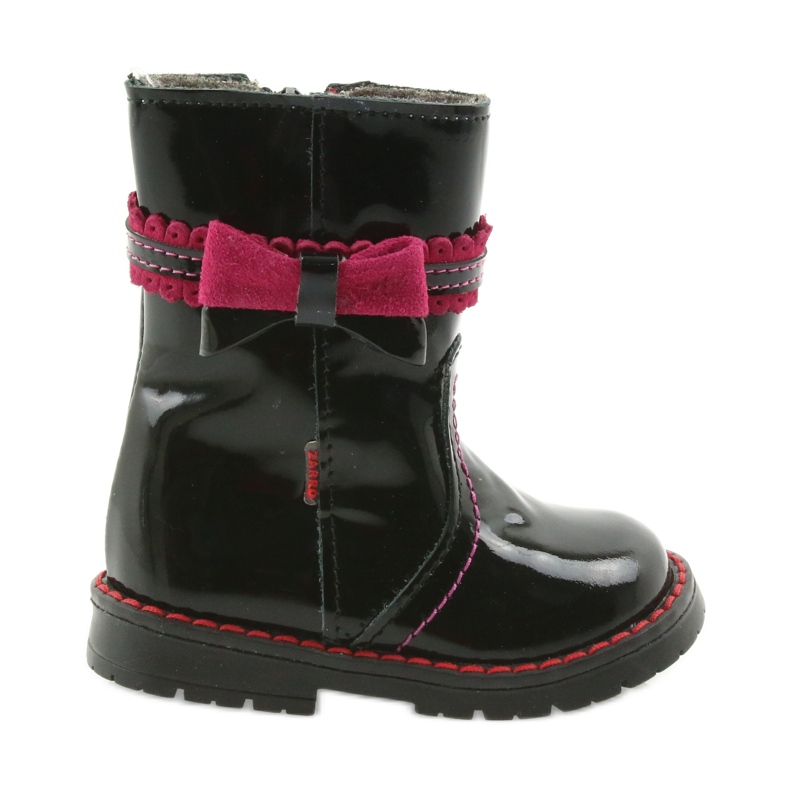 Botas de cuero pintadas 87/00 rosa negro con un arco zarro