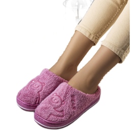 BM Pantuflas rosa oscuro suave Smile Bear