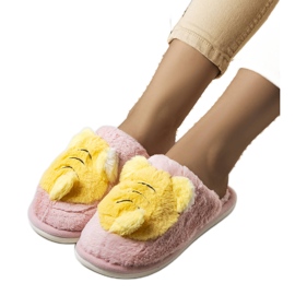 Pantuflas rosas y amarillas de Bee rosado