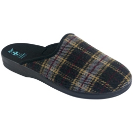 Pantuflas a cuadros Adanex para hombre 27671 beige negro multicolor