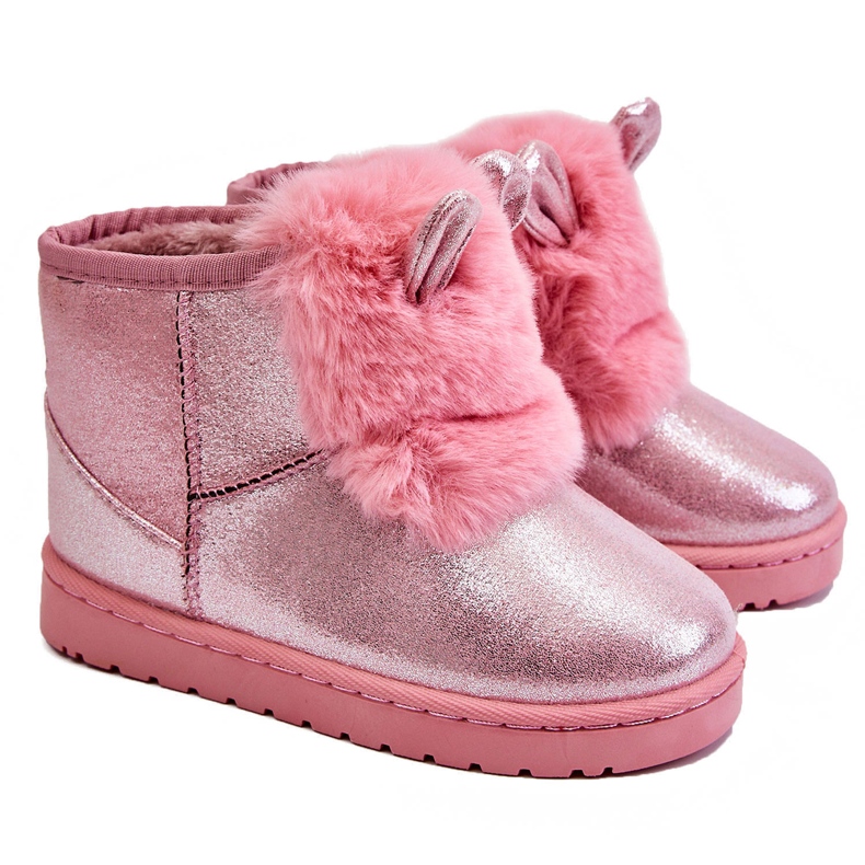 Botas De Nieve Infantiles Abrigadas De Pelo Con Orejas Rosa Betty rosado Botas De Nieve Infantiles Abrigadas De Pelo Con Orejas Rosa Betty rosado