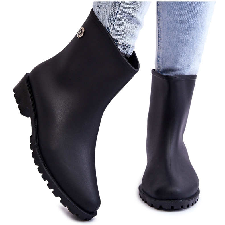 Botas de lluvia clásicas sin cordones para mujer Black Floriana negro