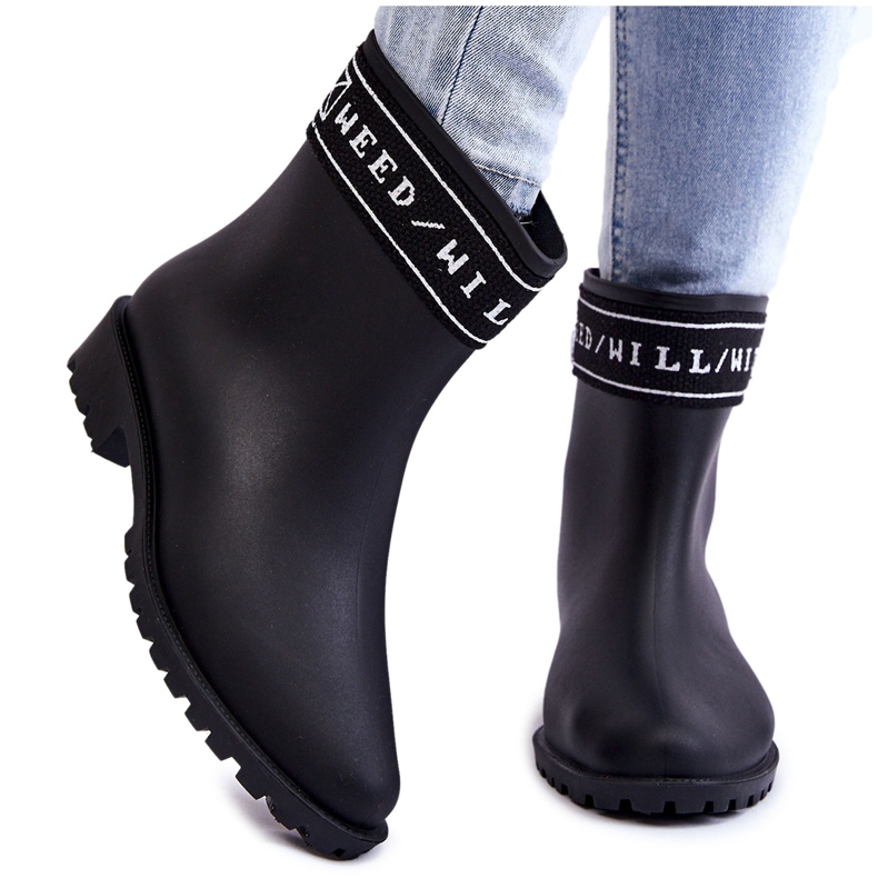 PA1 Botas De Lluvia De Tacón Plano Sin Cordones Para Mujer Coreta Negra negro