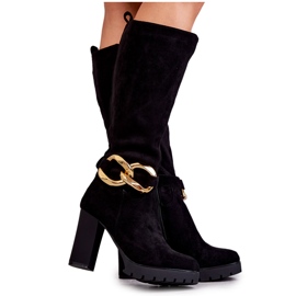 Botas De Ante Con Cadena Desmontable, Negro