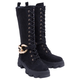 Botas con cordones de ante negro Charlize