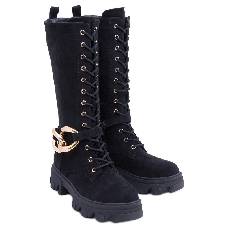 Botas con cordones de ante negro Charlize