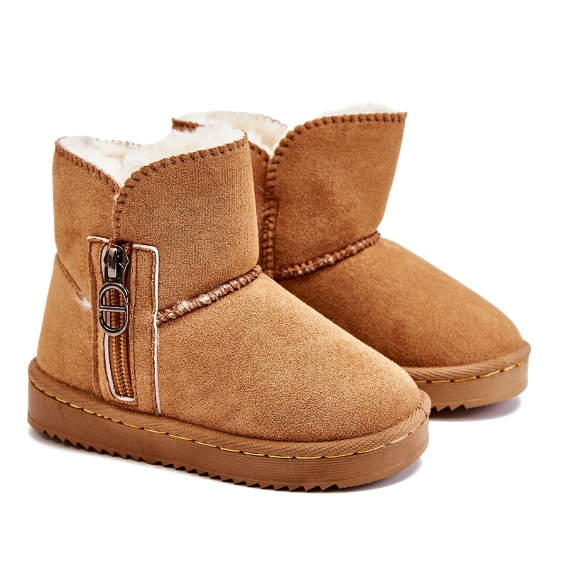 Camel Catellie Botas de nieve sin cordones para niños con aislamiento marrón Camel Catellie Botas de nieve sin cordones para niños con aislamiento marrón