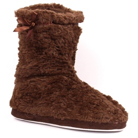 BM Pantuflas altas de piel calentadas para mujer marrón Stella