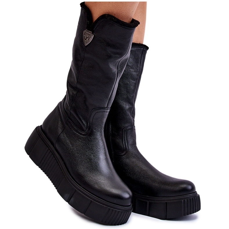 Botas Mujer Lana Piel Negro Bayla