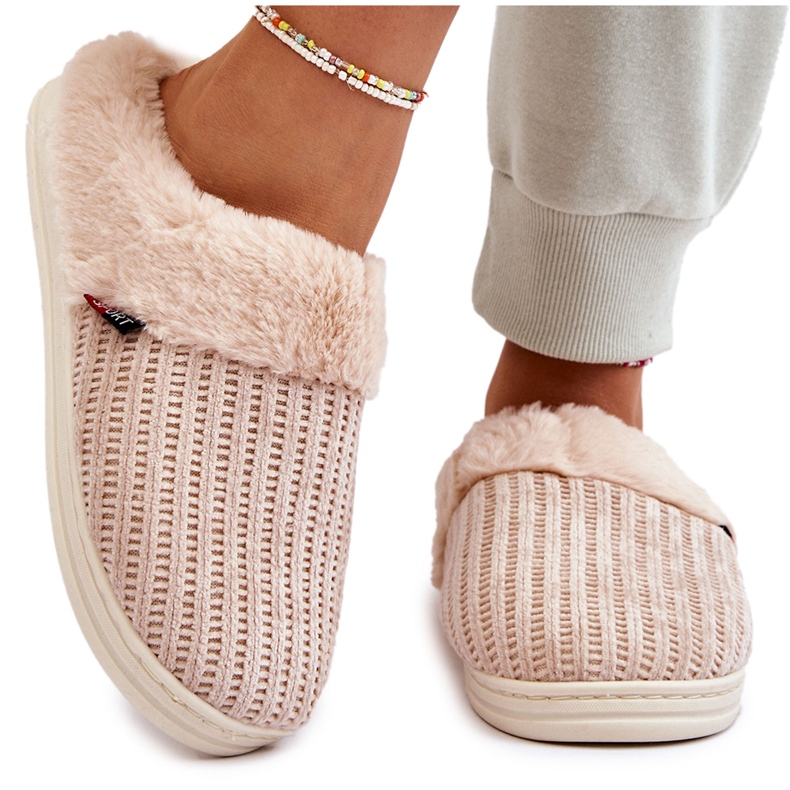 PA1 Pantuflas De Mujer Con Aislamiento Sin Cordones Con Piel Beige Leriss