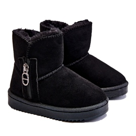 Botas cálidas para la nieve sin cordones para niños Catellie negro