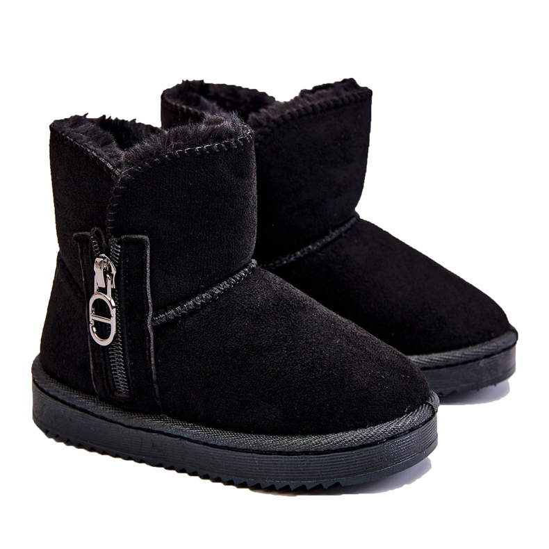 Botas cálidas para la nieve sin cordones para niños Catellie negro