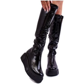 PL5 Botas hasta la rodilla con plataforma lacada Black Spectrum negro PL5 Botas hasta la rodilla con plataforma lacada Black Spectrum negro
