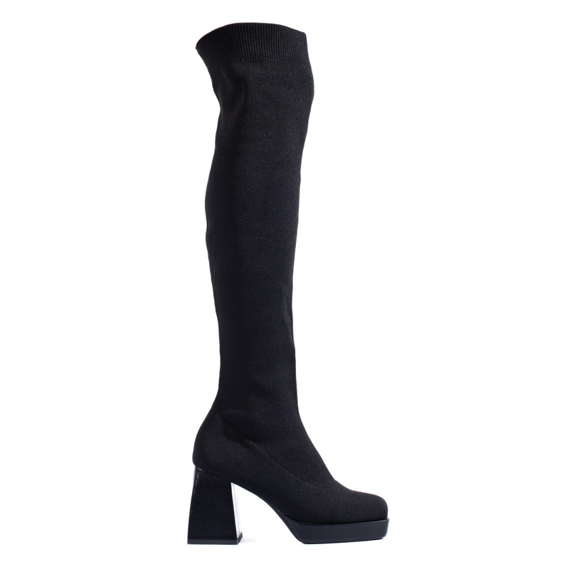 Botas hasta el muslo para mujer Shelovet con parte superior flexible negro