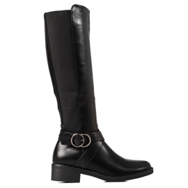 Botas clásicas de mujer con tacón plano Shelovet negro