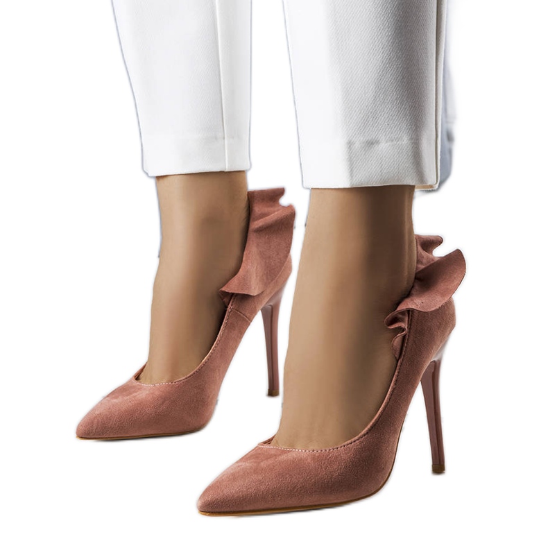 BM Zapatos de tacón con volante rosa Jasmis rosado
