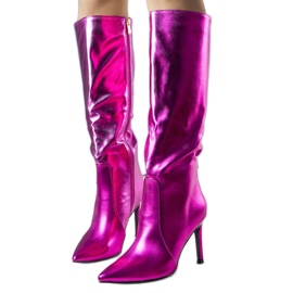 BM Botas de tacón rosa neón de Jaylin rosado
