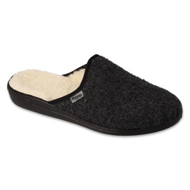Zapatillas de hombre befado, pu negro 000M326, aislamiento de lana gris