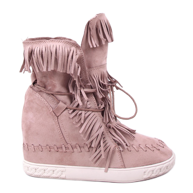 BM Zapatillas Peggy Pink de ante con flecos rosado