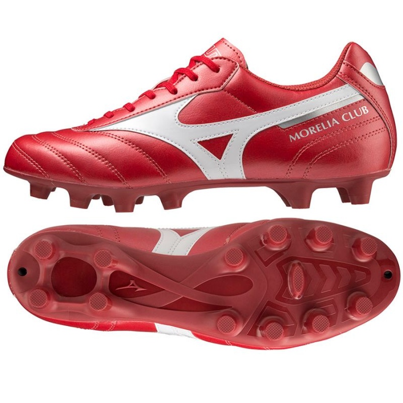 Mizuno Morelia Ii Club Md M P1GA221660 zapatos de fútbol rojo naranjas y tintos