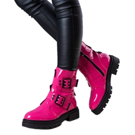 BM Botas con aislamiento lacadas en rosa de Faleri rosado