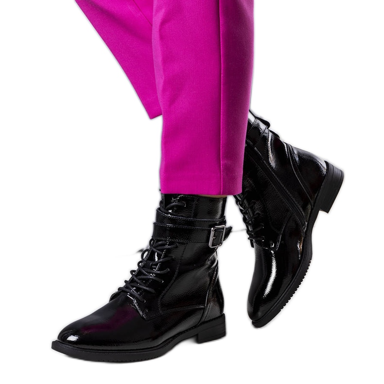 Botas de charol con aislamiento negras de Pompi negro Botas de charol con aislamiento negras de Pompi negro