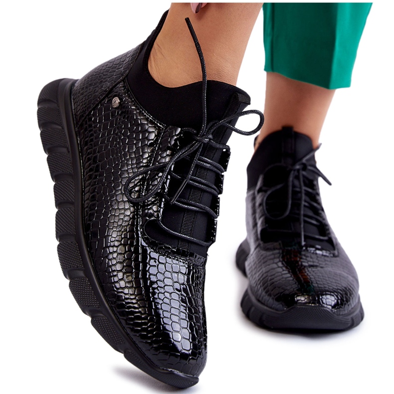 Vinceza Zapatillas deportivas ligeras sin cordones para mujer Negro Soroco