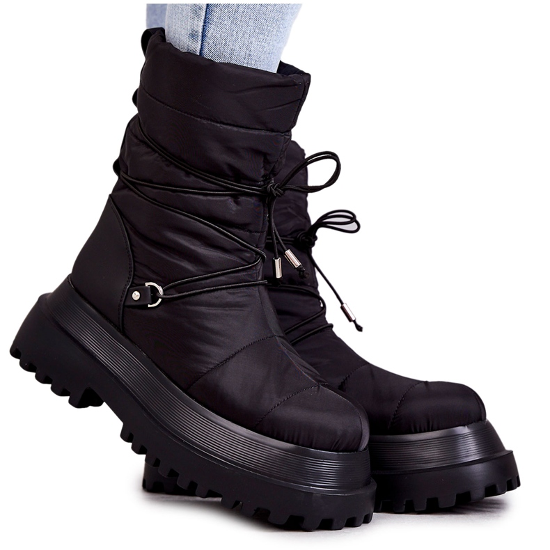 Botas de nieve para mujeres en la plataforma negra negro Botas de nieve para mujeres en la plataforma negra negro