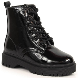 Vinceza Botas Infantiles Lacadas Con Cremallera Julie Negro