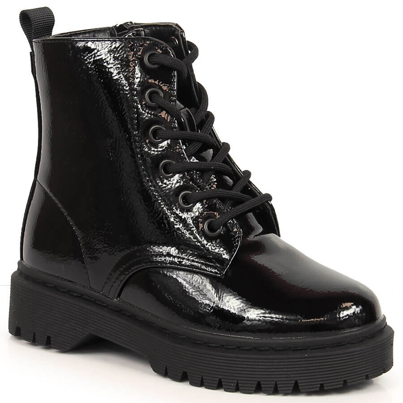 Vinceza Botas Infantiles Lacadas Con Cremallera Julie Negro