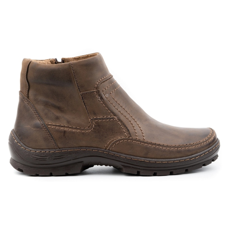 Olivier Botas de piel de invierno para hombre 354MP marrón oscuro