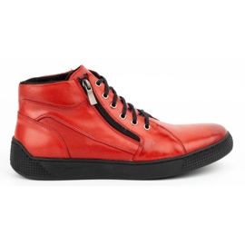 Kampol Zapatos de cuero con aislamiento para hombre 120KAM rojo